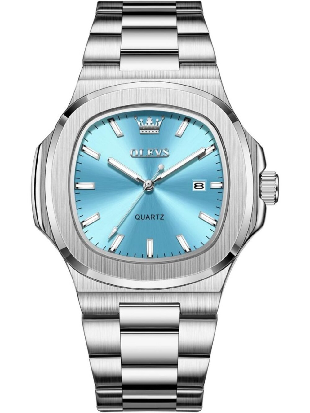 Stylish Large Face Stainless Steel Watch - Rose Gold Silver Tone, Luminous